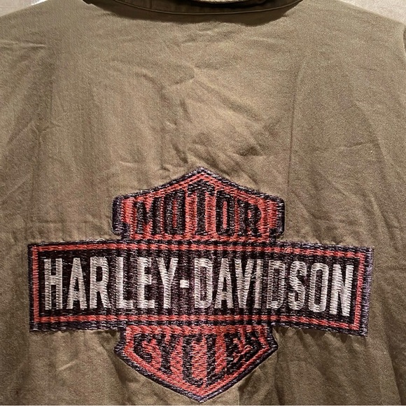 Harley Davidson Military Style Canvas Button Up - Picture 6 of 6